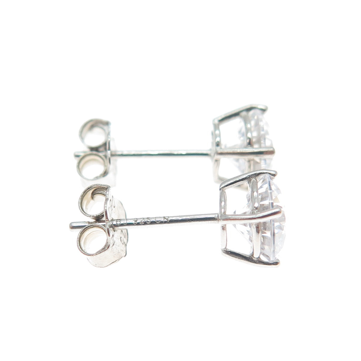 DBJ DEE BERKLE 925 Sterling Silver Round-Cut C Z Stud Earrings