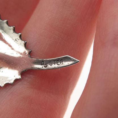 BEAU 925 Sterling Silver Vintage Feather Oxidized Pin Brooch