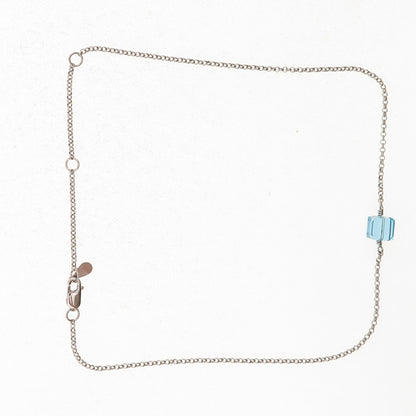 925 Sterling Silver Blue Crystal Rolo Link Anklet / Bracelet 9.25-11.25"