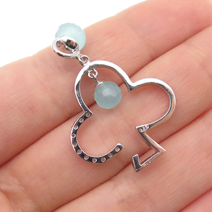 925 Sterling Silver Real Chalcedony & C Z Club Charm Pendant