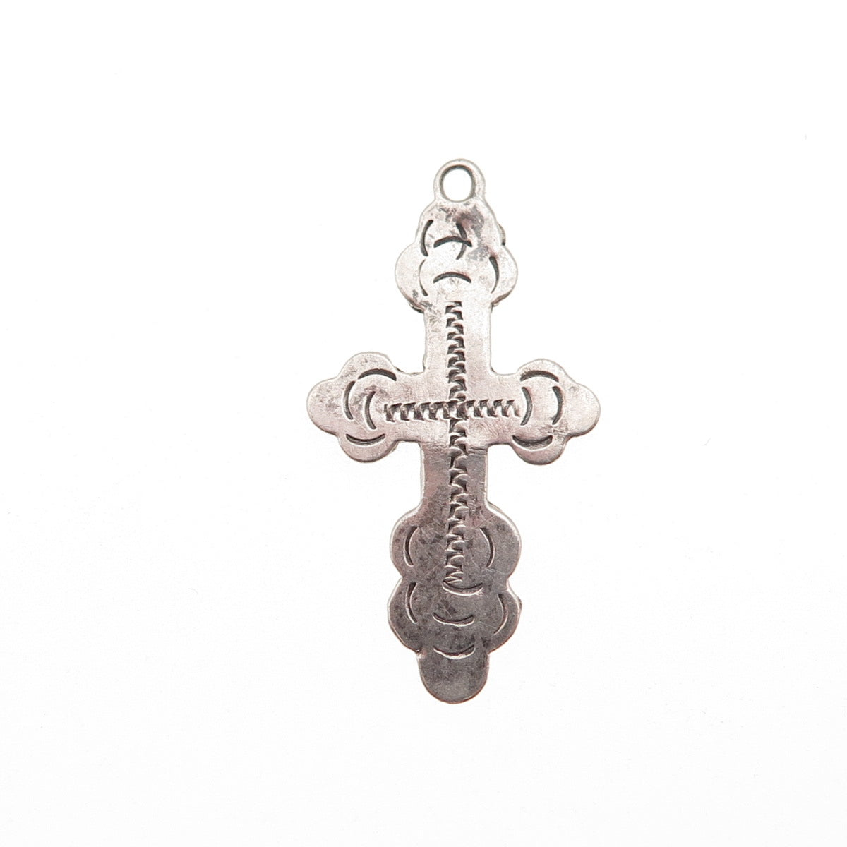 84 Silver Antique Orthodox Cross Oxidized Charm Pendant