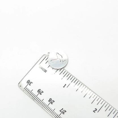 925 Sterling Silver USA Two In Town Rooster Bird Charm Pendant
