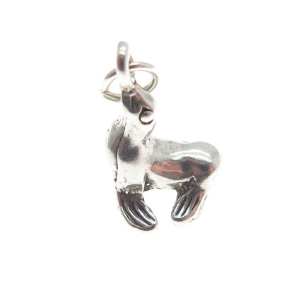 925 Sterling Silver Vintage Sea Lion Minimalist 3D Charm Pendant