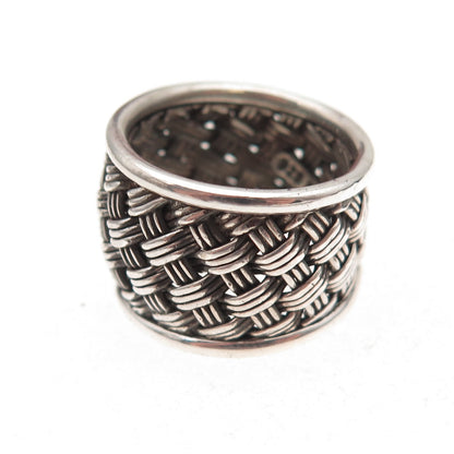 Suarti Bali 925 Sterling Silver Vintage Woven Oxidized Ring Size 7.25
