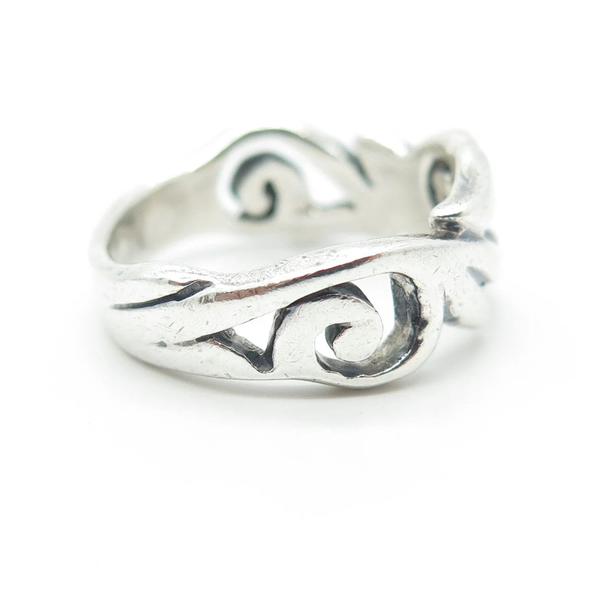 925 Sterling Silver Vintage Swirl Spiral Band Ring Size 7