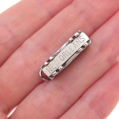 Danecraft 925 Sterling Silver Vintage New Orleans Streetcar 3D Charm Pendant