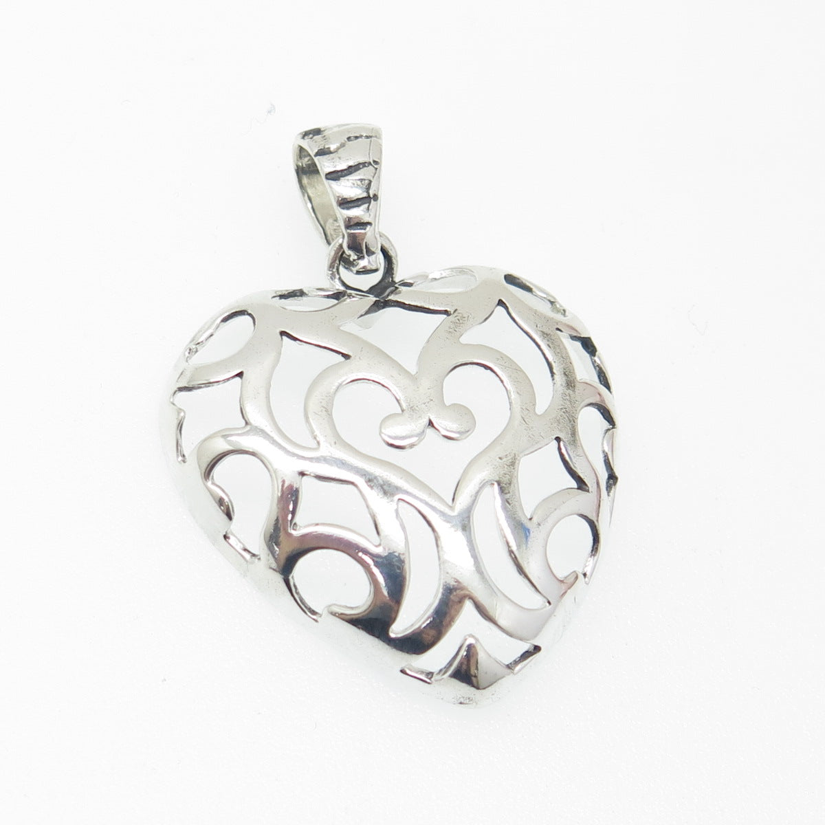MILOR 925 Sterling Silver Vintage Italy Ornate Heart Pendant