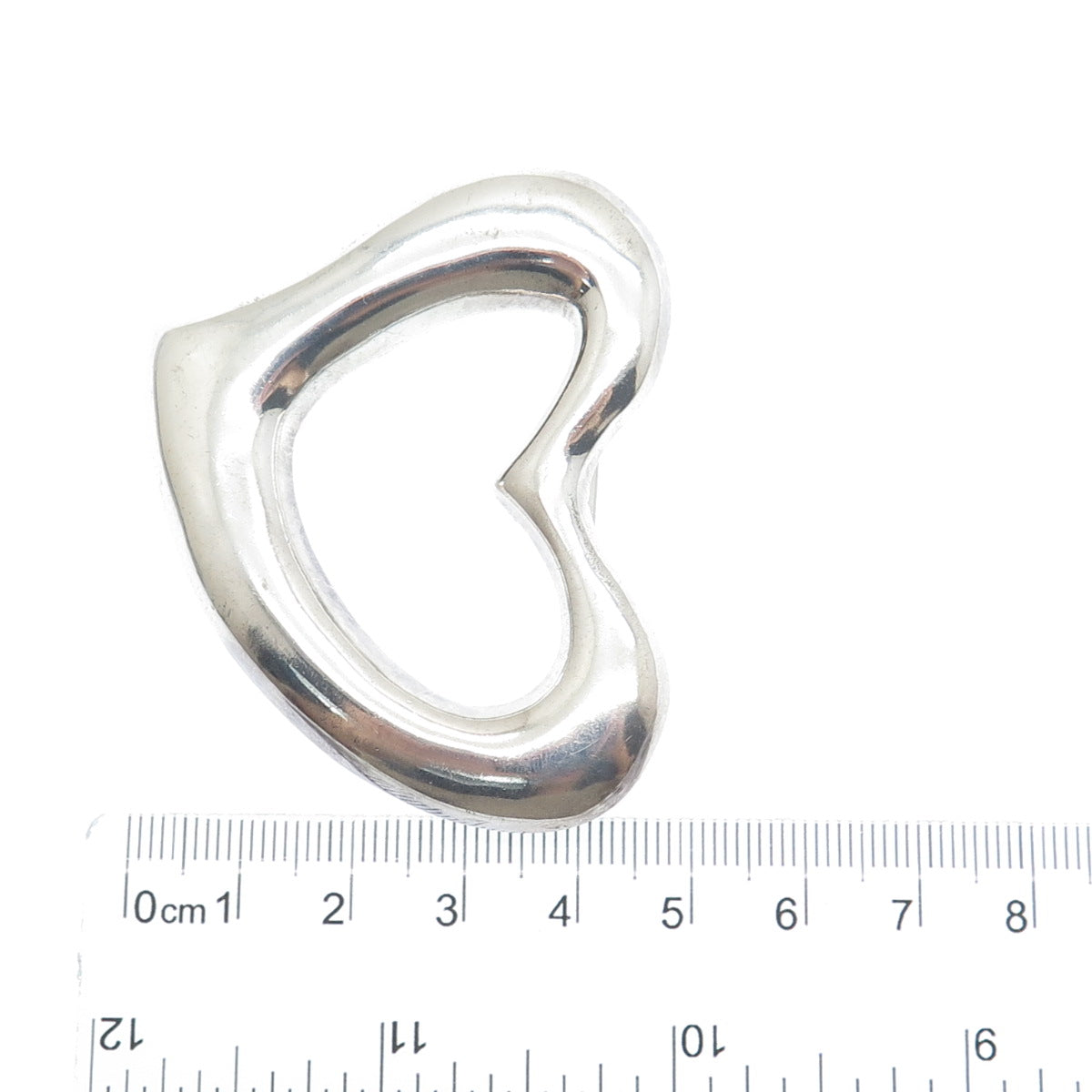 925 Sterling Silver Vintage Mexico Modernist Open Heart Pin Brooch