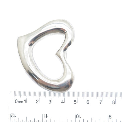 925 Sterling Silver Vintage Mexico Modernist Open Heart Pin Brooch