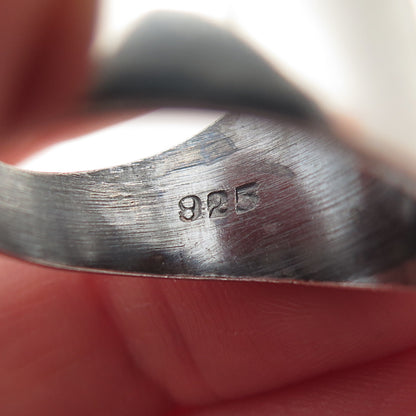 925 Sterling Silver Vintage Mexico Modernist Oxidized Ring Size 8.25