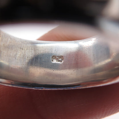 925 Sterling Silver Vintage Modernist Swirl Oxidized Rotating Band Ring Size 7.5