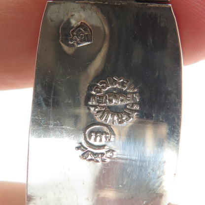 MIGUEL MELENDEZ Sterling Silver Vintage Mexico Azurite Tribal Animal Bracelet 7"