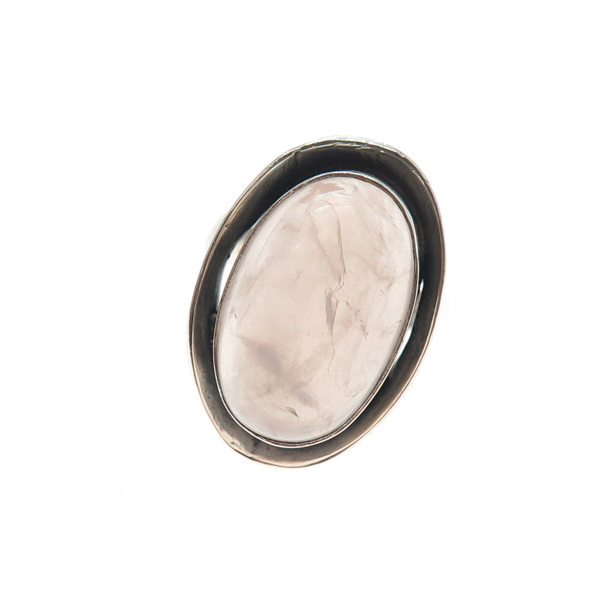 Andrea H. Baier 800 Silver Vintage Real Rose Quartz Modernist Ring Size 7.25
