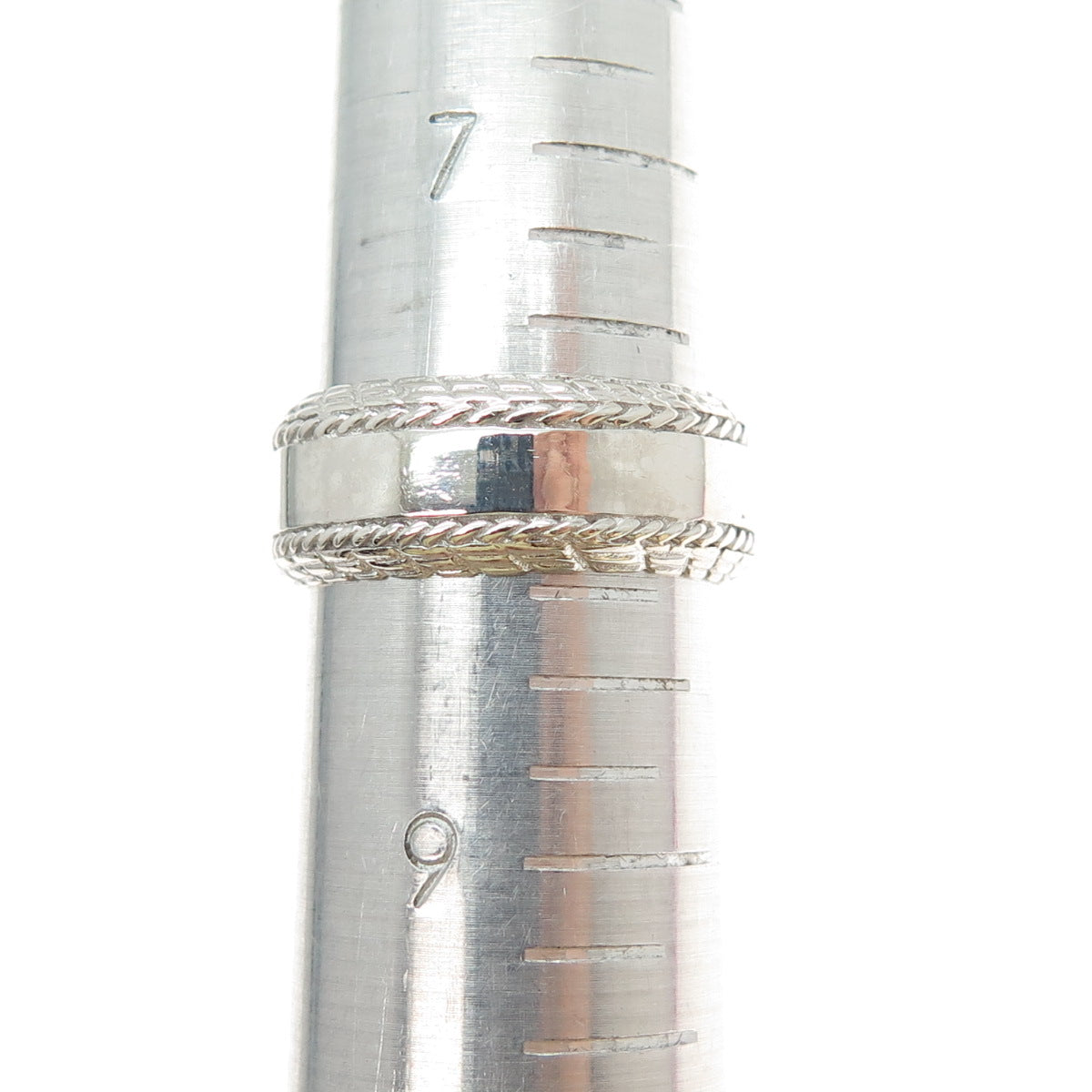 925 Sterling Silver Vintage Roped Band Ring Size 8.25