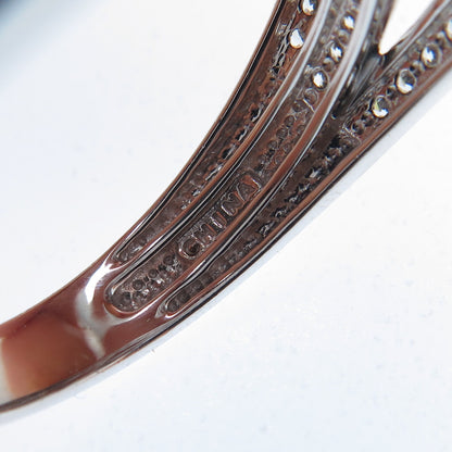 925 Sterling Silver Lab-Created Sapphire & Round-Cut C Z Ring Size 11.25