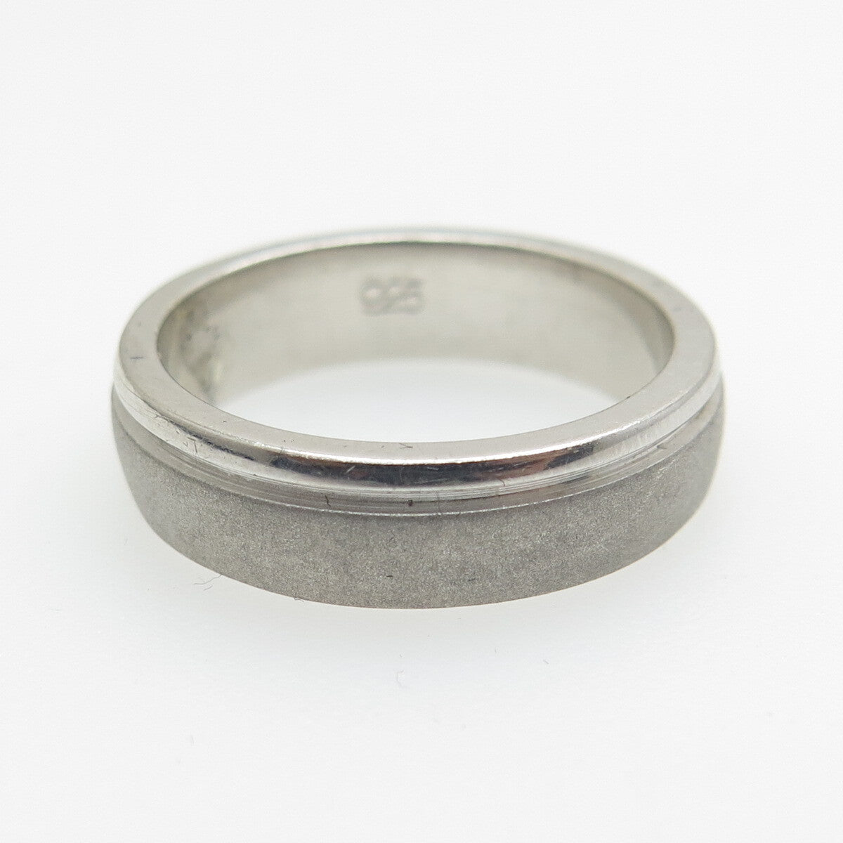 925 Sterling Silver Modernist Band Ring Size 8