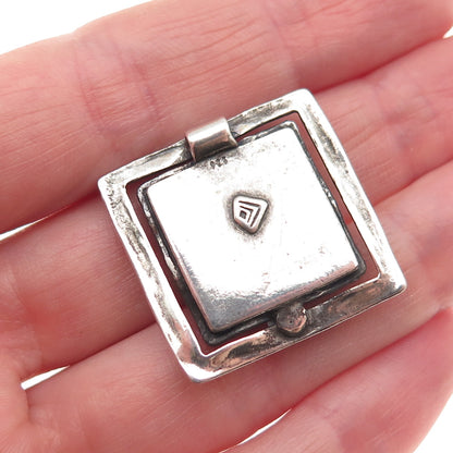Silpada 925 Sterling Silver Vintage Real Bisbee Turquoise Oxidized Slide Pendant
