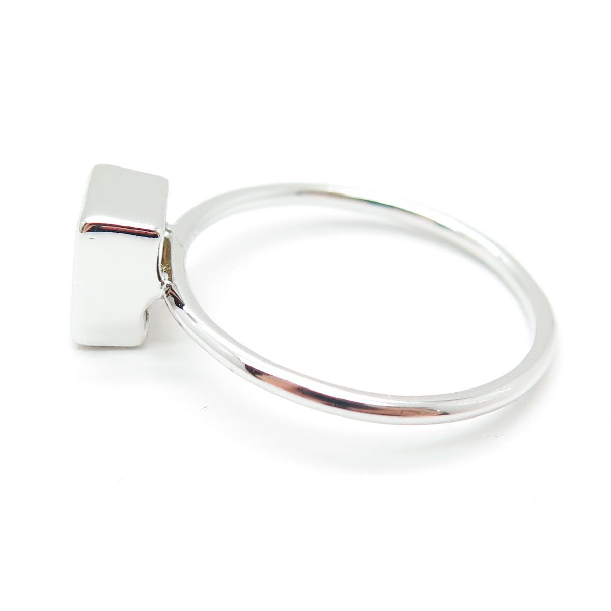 925 Sterling Silver Real Emerald-Cut Citrine Gemstone Minimalist Ring Size 10.5