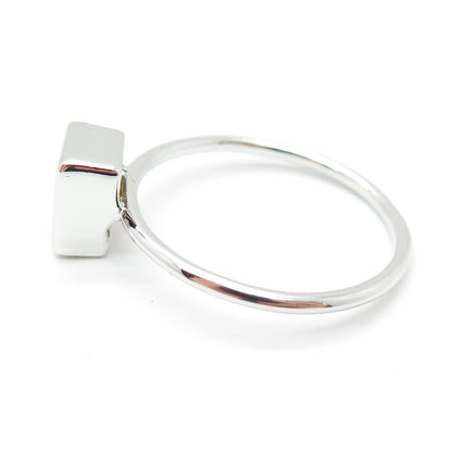 925 Sterling Silver Real Emerald-Cut Citrine Gemstone Minimalist Ring Size 10.5