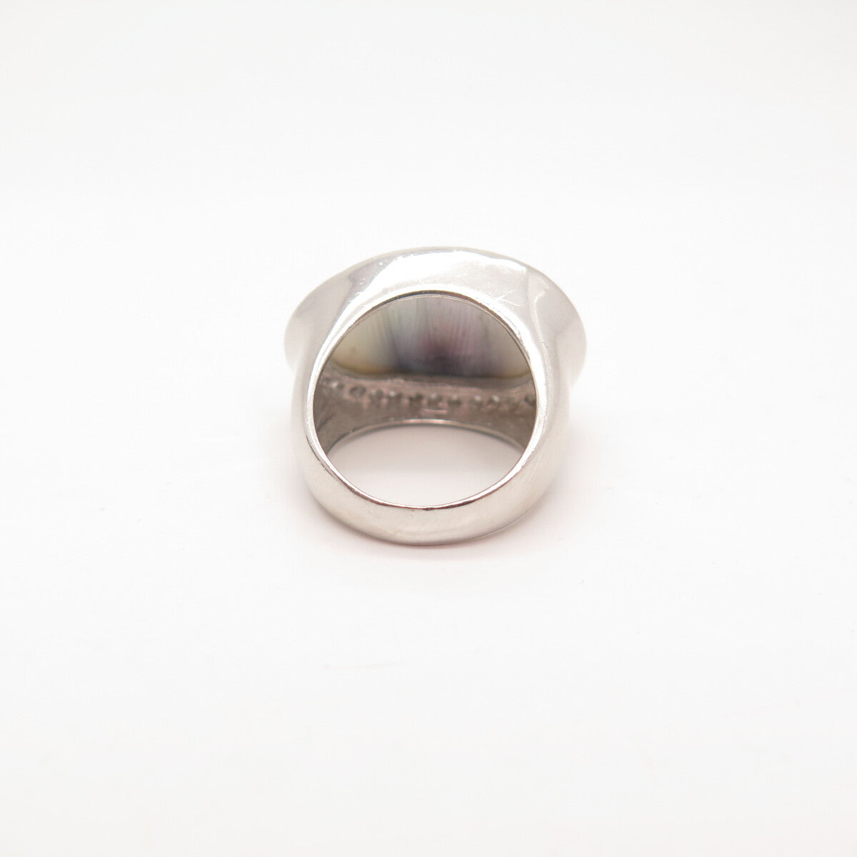 925 Sterling Silver Vintage Real Abalone Shell & C Z Ring Size 7.5