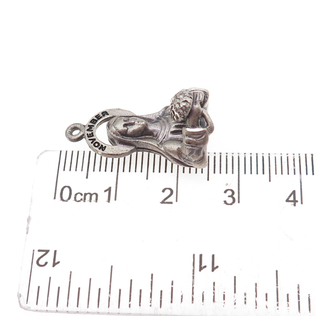Creed 925 Sterling Silver Vintage St. Mary November Oxidized 3D Charm Pendant
