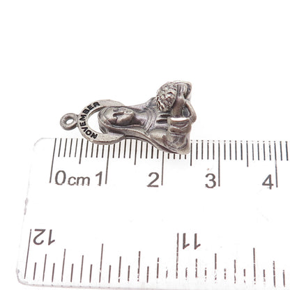 Creed 925 Sterling Silver Vintage St. Mary November Oxidized 3D Charm Pendant
