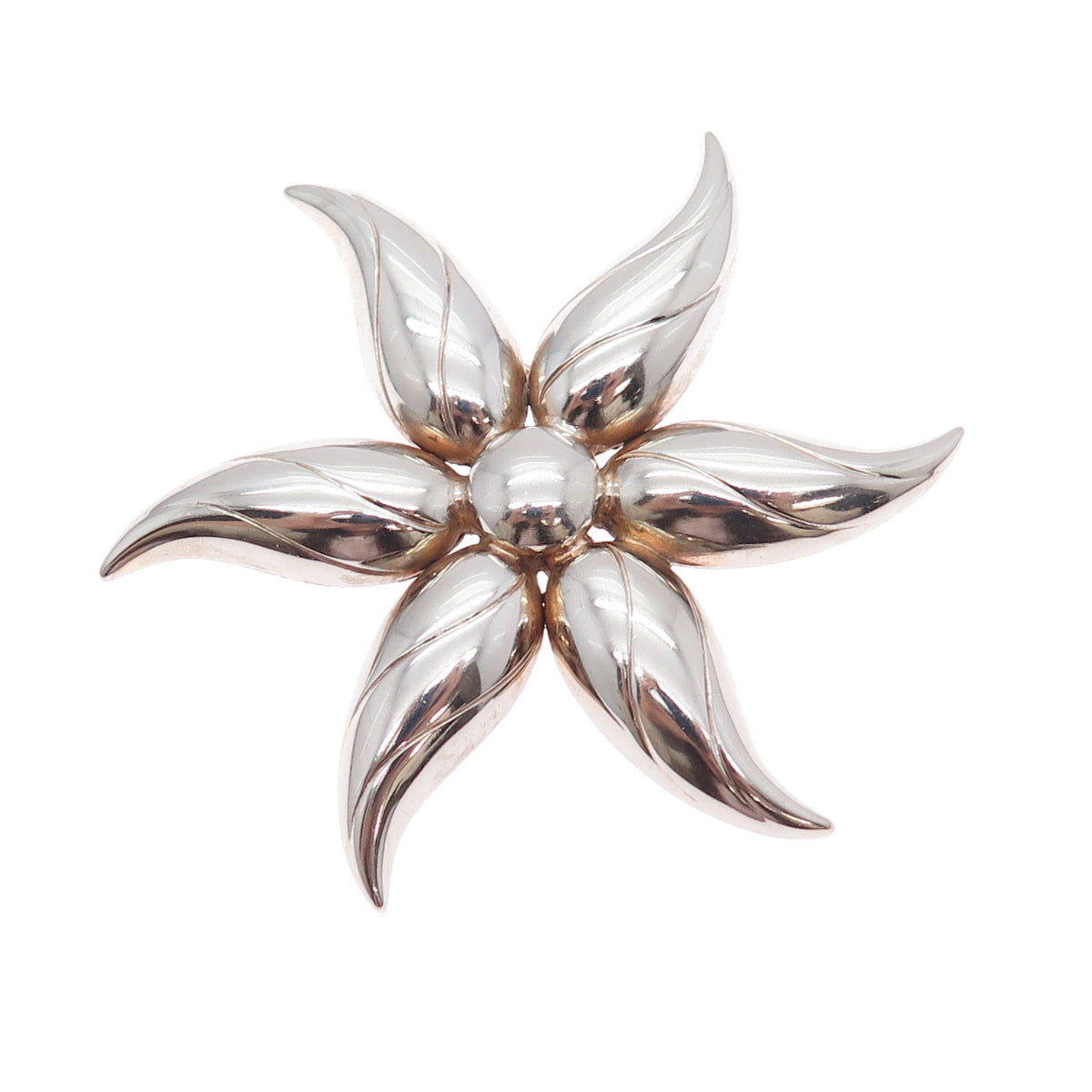 GOLDBERG KIRSCHMAN 925 Sterling Silver Vintage Modernist Flower Pin Brooch