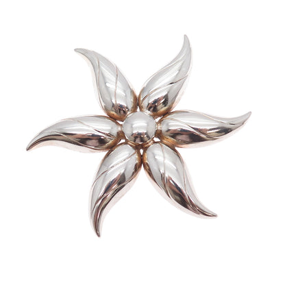 GOLDBERG KIRSCHMAN 925 Sterling Silver Vintage Modernist Flower Pin Brooch