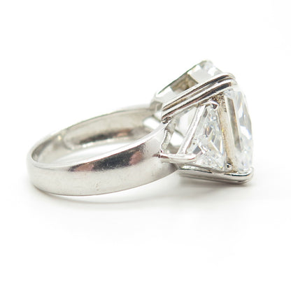 925 Sterling Silver Princess-Cut C Z Ring Size 6.25