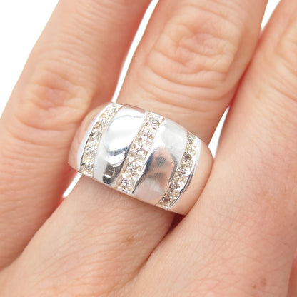 CLYDE DUNEIER CID 925 Sterling Silver Vintage Round-Cut C Z Ring Size 6