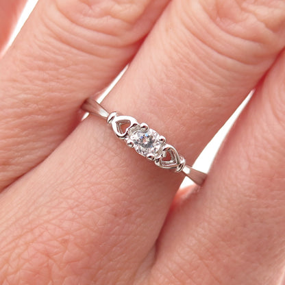 925 Sterling Silver Round-Cut C Z Heart Engagement Ring Size 8