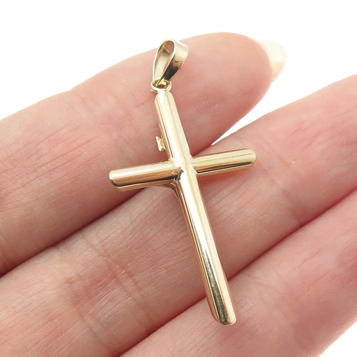 14K Yellow & White Gold Crucifix Cross Religious Charm Pendant