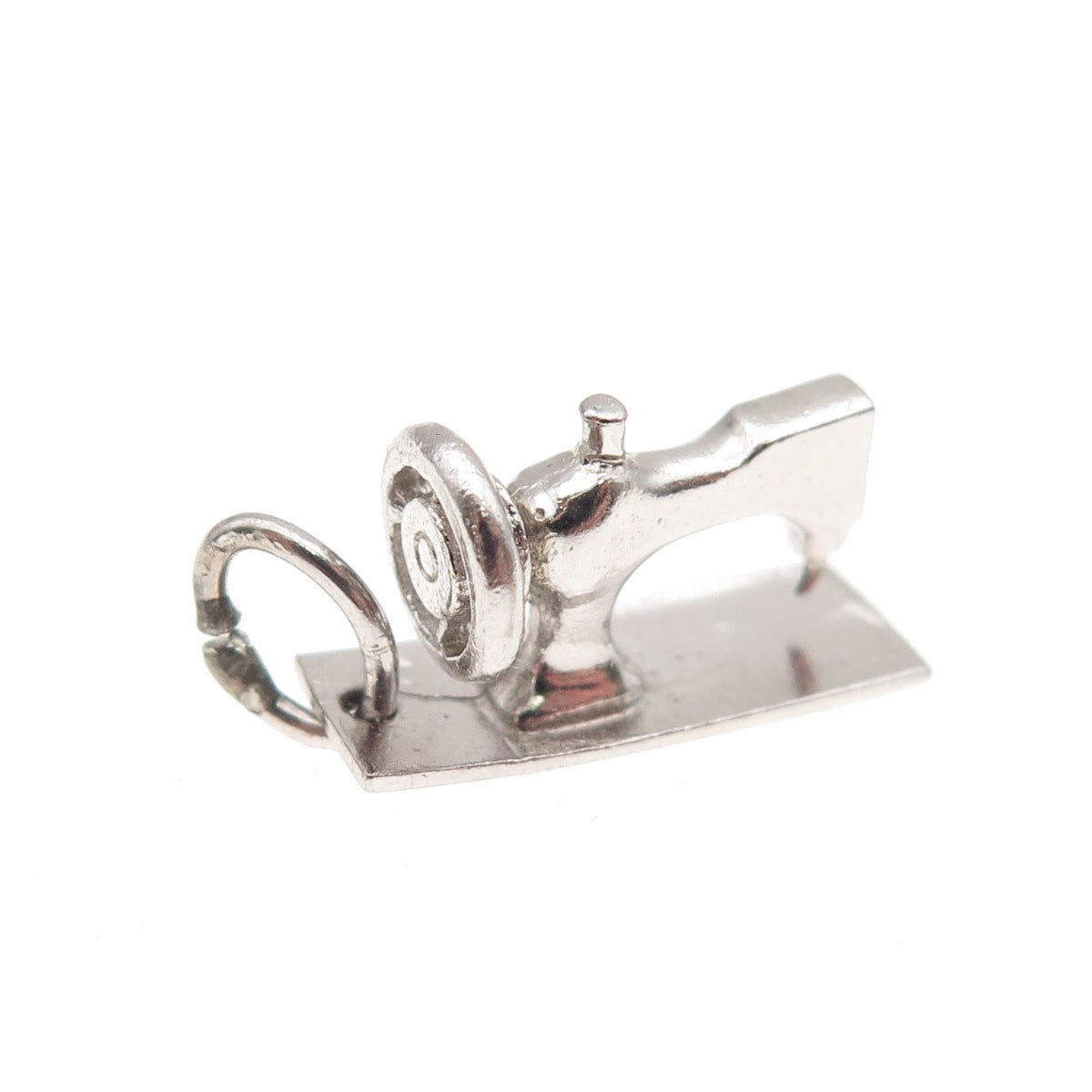 925 Sterling Silver Antique Art Deco Sewing Machine 3D Mini Charm Pendant