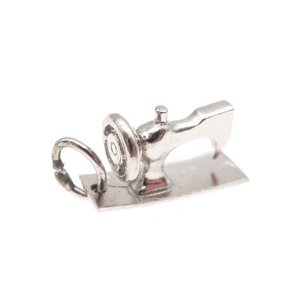 925 Sterling Silver Antique Art Deco Sewing Machine 3D Mini Charm Pendant