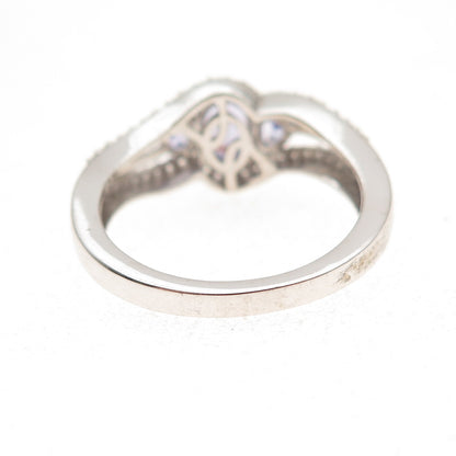 Chuck Clemency 925 Sterling Silver Real Tanzanite & White Topaz Ring Size 8.25