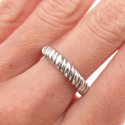 Ross Simons 925 Sterling Silver Vintage Ribbed Oxidized Band Ring Size 7