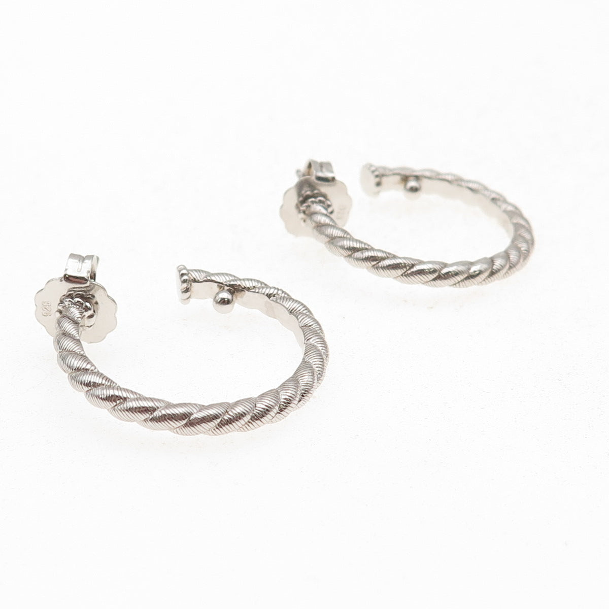 Judith Ripka 925 Sterling Silver Twisted Hoop Earrings