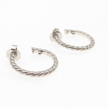 Judith Ripka 925 Sterling Silver Twisted Hoop Earrings