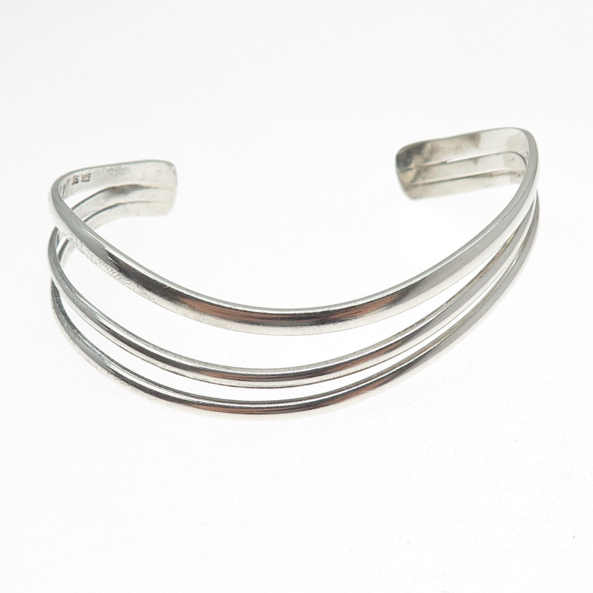 JS JOSEPH SCHMID 925 Sterling Vintage Modernist Wavy Adjustable Bracelet 6.75"