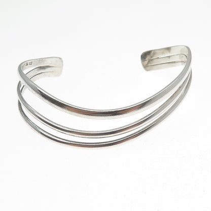 JS JOSEPH SCHMID 925 Sterling Vintage Modernist Wavy Adjustable Bracelet 6.75"