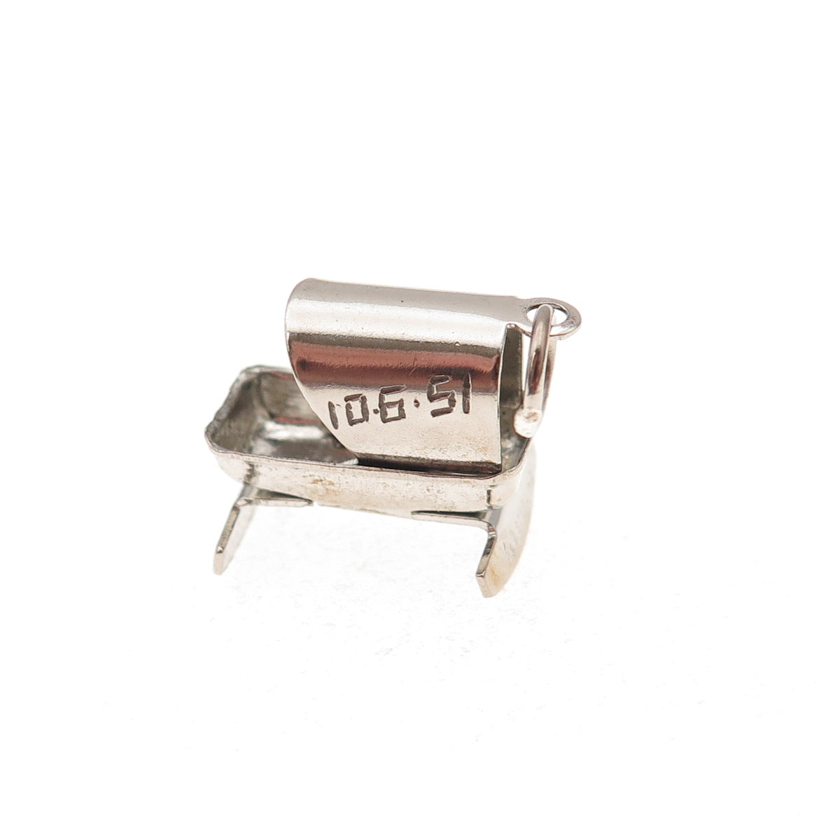 925 Sterling Silver Antique Art Deco Baby Cradle Oxidized 3D Charm Pendant