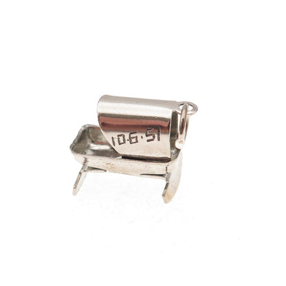 925 Sterling Silver Antique Art Deco Baby Cradle Oxidized 3D Charm Pendant