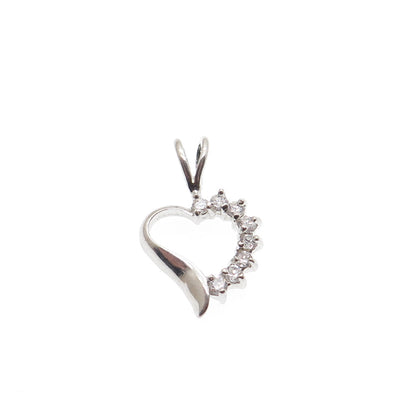 925 Sterling Silver Round-Cut C Z Heart Minimalist Charm Pendant