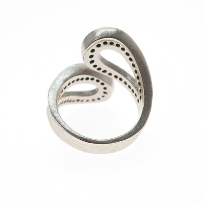 925 Sterling Silver Vintage Round-Cut C Z Adjustable Ring Size 8.5