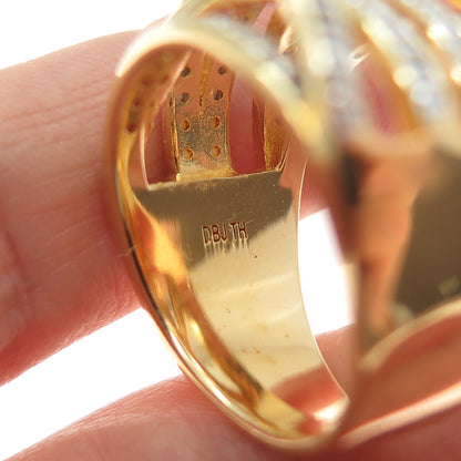 DBJ DEE BERKLE 925 Sterling Gold Plated Real Diamond Crisscross Ring Size 9.25