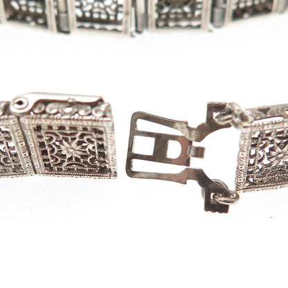 Sterling Antique Rhinestone Real Diamond Filigree Bracelet 7.25" (broken link)