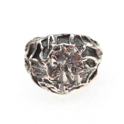 925 Sterling Silver Vintage Modernist Oxidized Ring Size 8.5