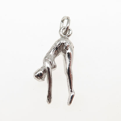 925 Sterling Silver Vintage Female Diver 3D Mini Charm Pendant