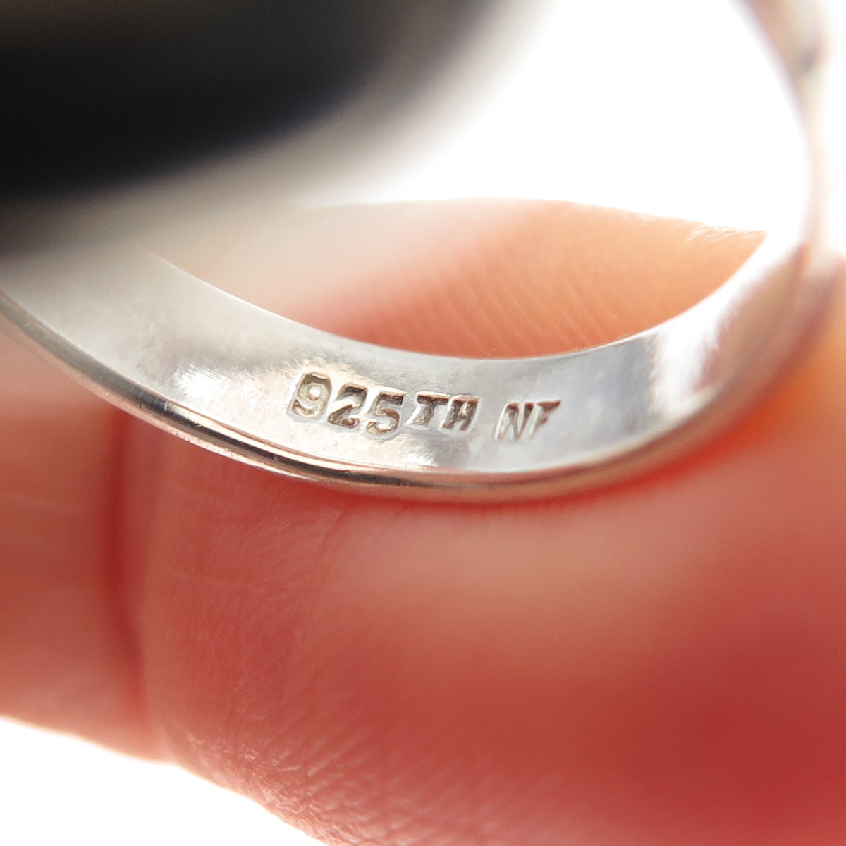 CHAPAL ZENRAY 925 Sterling Silver Vintage Real Mother-of-Pearl Ring Size 7.25