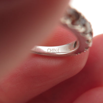 925 Sterling Silver Real Cognac Diamond Half Eternity Band Ring Size 5.25